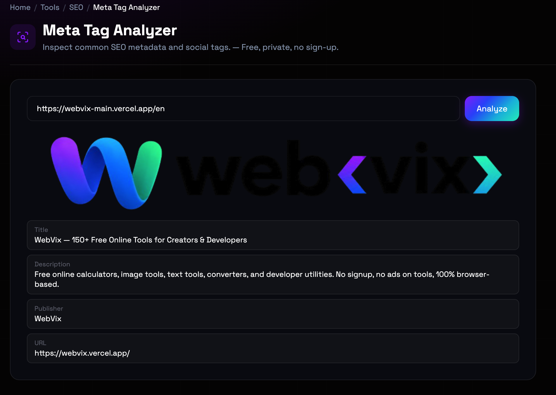 How to use Meta Tag Analyzer online — free, fast, and private